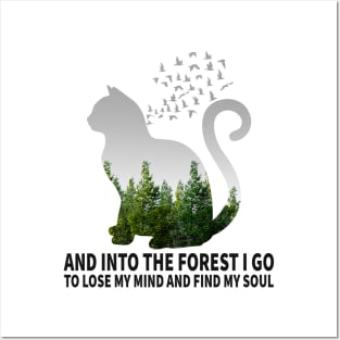 Into The Forest I Go To Lose My Mind Cats Camping Lover Posters and Art